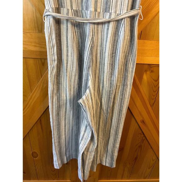 Beach Lunch Lounge Striped Linen Blend Romper Size Small (5226) Read - Picture 8 of 9